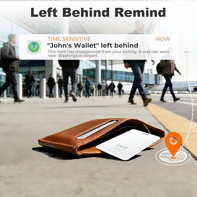 2-Pack Wallet Tracker Card [Apple MFi Certified] (iOS Only), Rechargeable Ultra-Thin Finder 0.07in Bluetooth Air Tracker Tags Smart Finder for Apple Find My IP68 Waterproof for Wallets, Passport,Bags