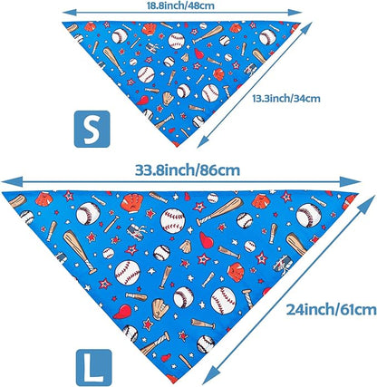 7 PCS Baseball Dog Bandanas for Large Dogs Breed 33 Inch Sewing Hemming Dog Bandana Print One Side XL Drool Bibs Game Day Grooming L