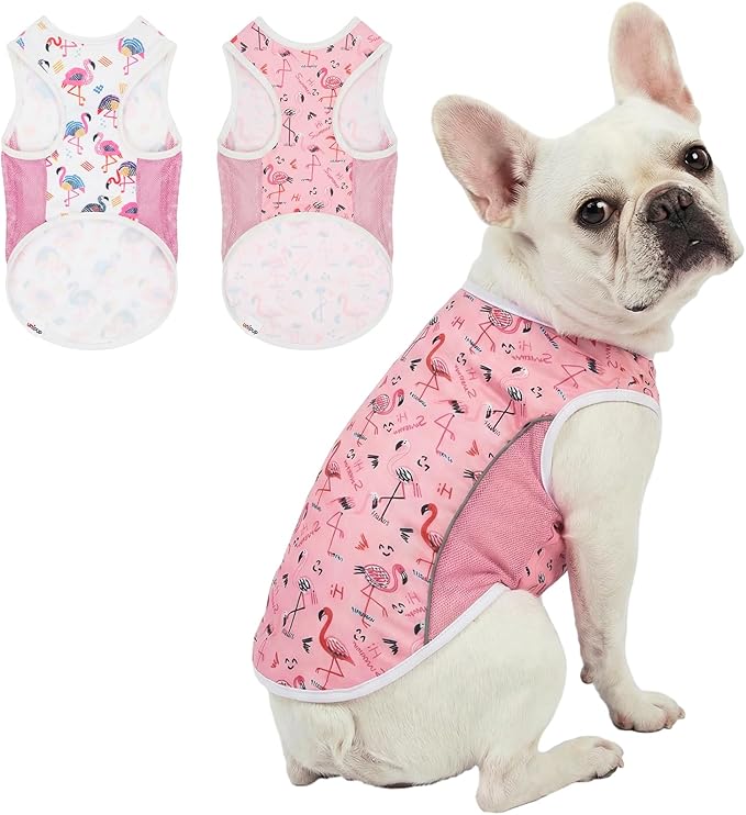 UPF 50+ Sun Protection Dog T-Shirt, 2 Pack Lightweight Sleeveless Dog Vest for Medium Dogs Girl – Reflective Strips, Quick-Dry Pet Apparel, Sports Fan Shirt P23ST00511XXL