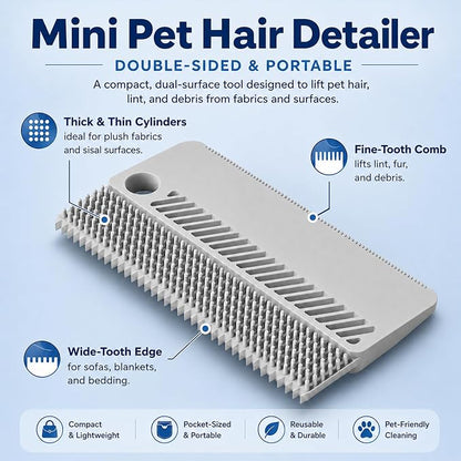 3 Pack Dog Cat Hair Remover, Carpet Rake and Fabric Lint Scraper | reusable fur removal tool, flexible scraper, metal lint brush tackle pet hair on fabrics, rugs, furniture and car interiors.