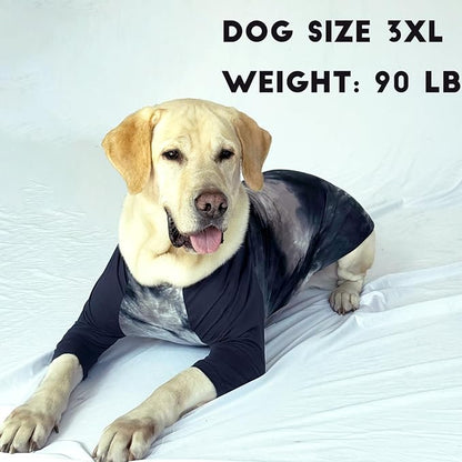Dog Cotton Black Grey Tie Dye T-Shirts Soft and Stretchy Breathable Pet Shirt Pajamas Pets Clothes for Large Dogs,L Grey