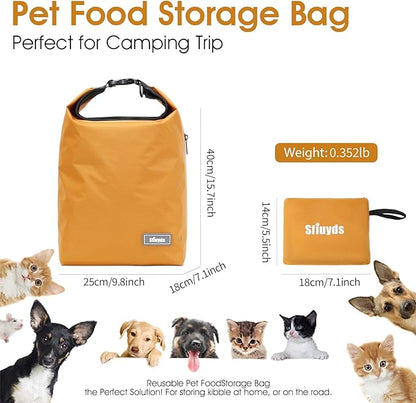 Dog Food Travel Bag 2PCS Collapsible Dog Travel Bowls dog food storage container 20L (Yellow, Large)