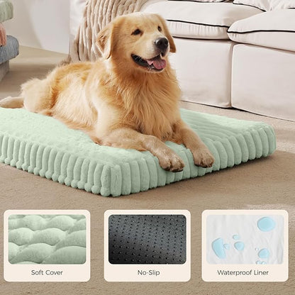 Orthopedic Dog Bed for XXL Jumbo Dog, Waterproof Pet Bed,Non-Slip Bottom and Egg-Crate Foam with Removable Washable Cover Crate Bed,Green,47"x29"x4"