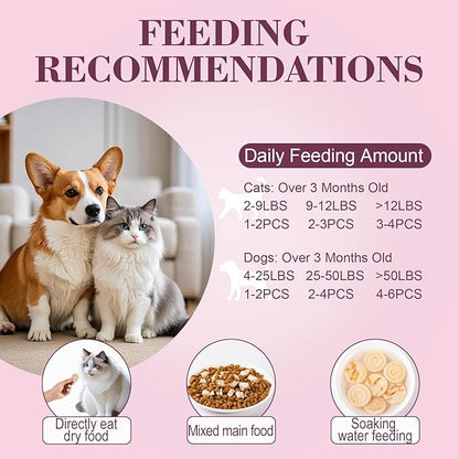 Dylan's cabin Freeze Dried Chicken Cat & Dog Treats - High Protein Krill Bites with Bone-in Thigh, Egg Yolk Training Kitten Puppy Snack for Coat Oral Health,20pcs