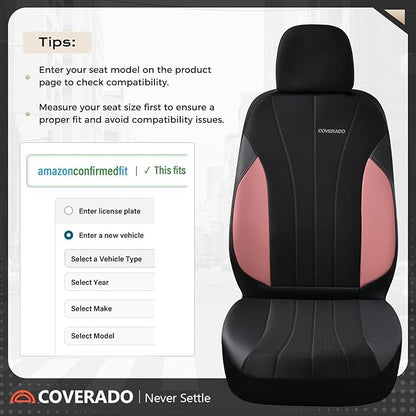 Coverado Seat Covers 5 Seats, Luxury Car Seat Covers Full Set, Automotive Car Protectors, Pink Driver Seat Covers, Car Accessories Universal Fit for SUVs, Trucks, Sedans