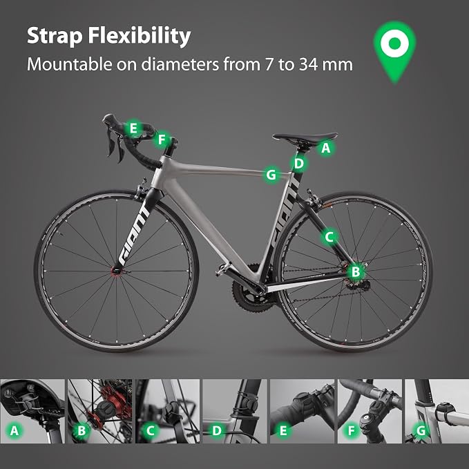 BONE Bike Air Tracker Tag Strap (2 Packs), Hidden Bicycle GPS Tracker Case for Apple Tag, Ultra-Lightweight Scratch-Free & Waterproof Silicone Holder, Anti-Theft Seatpost Mount for Mountain Bikes