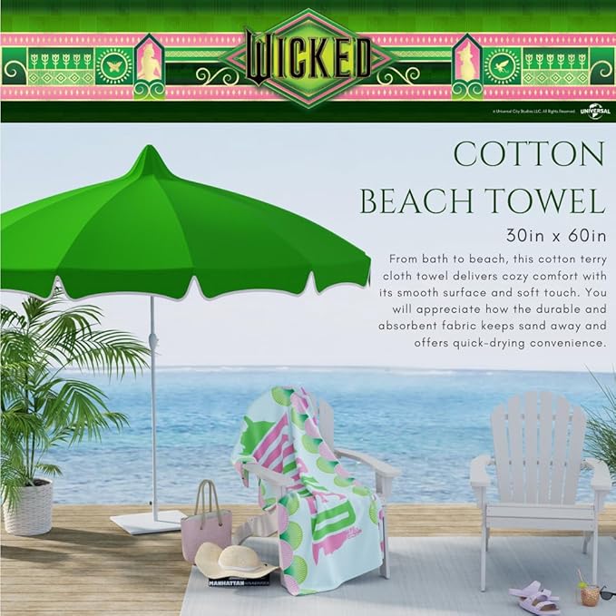Collectibles Wicked Super Soft Cotton Bath/Pool/Beach Towel, 60 in x 30 in, (Official Licensed Product) By Franco