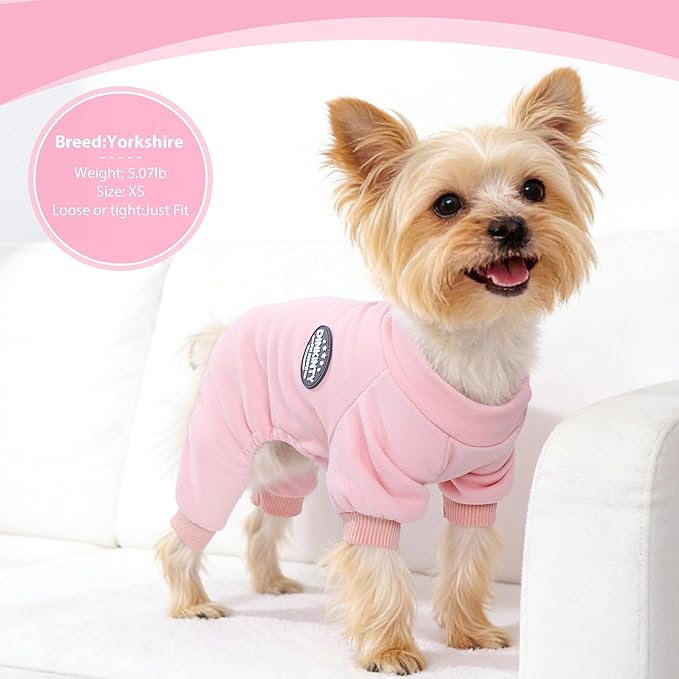 Chihuahua Clothes Dog Pajamas Dog Sweater for Small Dogs Girl Boy Winter Warm Soft Puppy Pjs Stretchy Jumpsuit Doggie Pet Clothes Outfits XXS~L (Pink, Small)