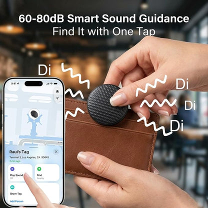 Mini GPS Tracker for Vehicles No Subscription (iOS Only) - 4 Pack | Car Tracker Tag with Audio, Hidden Tracking Device Work with Find My for Kids, Dogs, Key, Luggage