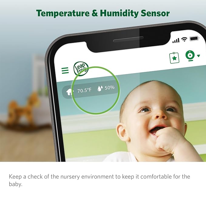 LeapFrog Scout LF2911 Baby Monitor Camera, WiFi Remote Access, 1080p HD 360 ° Pan & Tilt Smart Camera, 2-Way Audio Talk, Night Light, Night Vision, Soothing Sounds, Temp. & Humidity Sensor