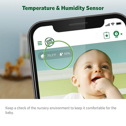LeapFrog Scout LF2911 Baby Monitor Camera, WiFi Remote Access, 1080p HD 360 ° Pan & Tilt Smart Camera, 2-Way Audio Talk, Night Light, Night Vision, Soothing Sounds, Temp. & Humidity Sensor