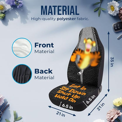 GENANY Funny Tiger Car Seat Covers Set of 2, Breathable Front Seat Covers for Truck Sedan SUV, Cartoon Car Accessories, Cartoon Gift for Women Men