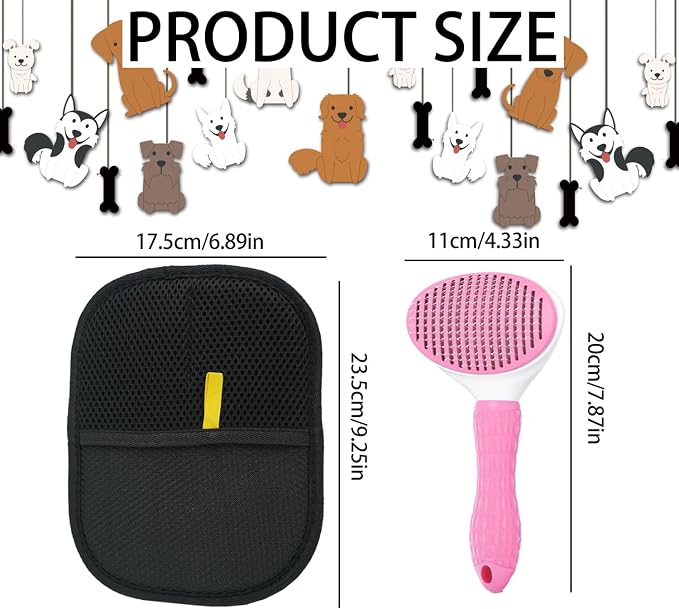 Pet Hair Remover Gloves 2 Pack with Comb, Reusable Electrostatic Pet Hair Removal Mitt for Couch, Car Seats, Clothes & Bedding, Dog & Cat Fur Remover for Furniture & Upholstery