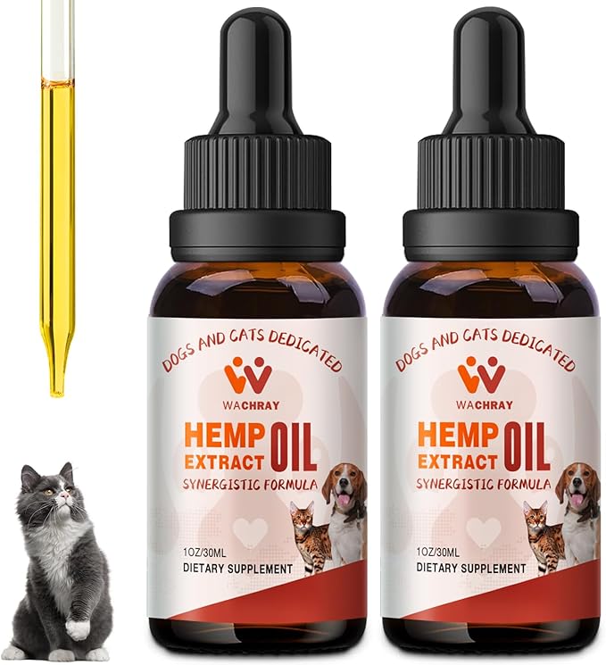 Неmp Oil for Dogs and Cats - Calming Drops Dog Relaxants - Help Pets with Anxiеty Strеss Slеep, Hip & Joints Support, Arthritis Sеizures Rеlief - Hеalth - Organic Pet Неmp Oil Drops (2 Pack)