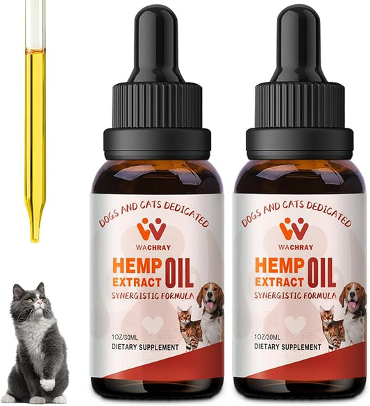 Неmp Oil for Dogs and Cats - Calming Drops Dog Relaxants - Help Pets with Anxiеty Strеss Slеep, Hip & Joints Support, Arthritis Sеizures Rеlief - Hеalth - Organic Pet Неmp Oil Drops (2 Pack)