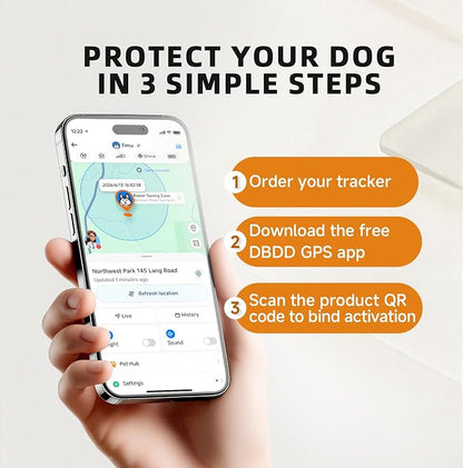 GPS Dog Tracker, 12-Mo Sub, Real-Time Loc, E-Fence, Health Monitor