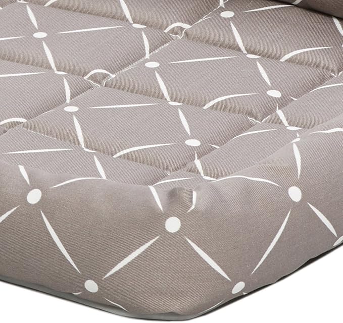 MidWest Homes for Pets 40224-MRD Quiet Time Couture Ashton Bolster Pet Bed, Small Dog/24, Mushroom & White Diamond Pattern