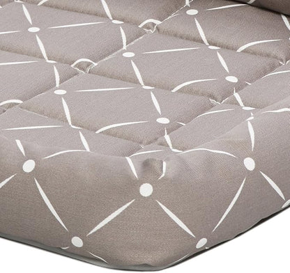 MidWest Homes for Pets 40224-MRD Quiet Time Couture Ashton Bolster Pet Bed, Small Dog/24, Mushroom & White Diamond Pattern
