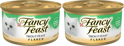 Fancy Feast Purina Wet Cat Food Flaked Trout Feast - 3 oz. Cans (Pack of 48)