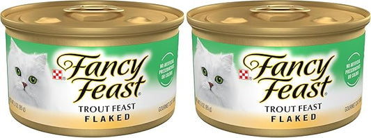 Fancy Feast Purina Wet Cat Food Flaked Trout Feast - 3 oz. Cans (Pack of 48)