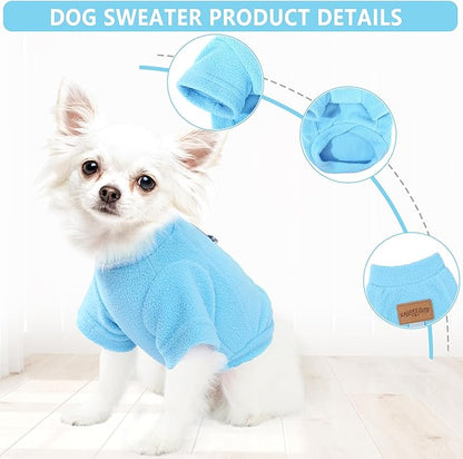 2 Pack Dog Sweaters Warm Fleece Dogs Sweatshirt for Small Medium Dogs with Leash Ring Pet Puppy Coat Apparel Winter Dog Clothes for Chihuahua, Yorkie, Bulldog, Dachshund Cats XS, Blue