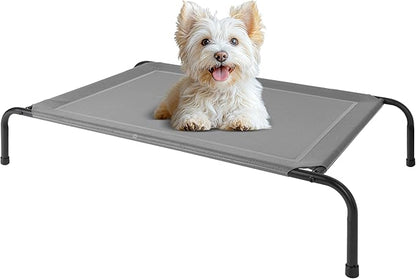 HealSmart Cooling Elevated Dog Bed Outdoor Raised Portable Dog Cot Beds No-Slip Feet Durable Portable Pet Hammock Bed, 42x25.2x8 Inch, Grey