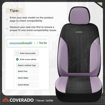 Coverado Front Seat Covers, Automotive Seat Covers 2 Seats, Leather Car Protectors 2-Pack, Auto Seat Covers Universal Fit for SUV, Vans, Sedan, Truck