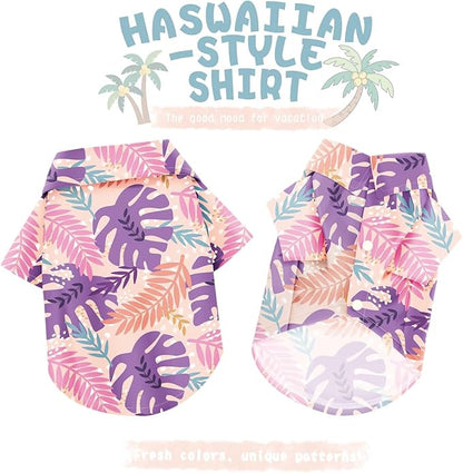 Hawaiian Dog Shirt – Lightweight and Breathable Summer T-Shirt with Tropical Prints, Fun Beach Outfit for Small, Medium, and Large Dogs, Perfect for Hot Days and Outdoor Vacation.Palm Leaves 4XL