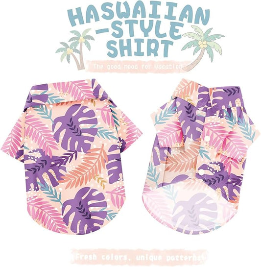 Hawaiian Dog Shirt – Lightweight and Breathable Summer T-Shirt with Tropical Prints, Fun Beach Outfit for Small, Medium, and Large Dogs, Perfect for Hot Days and Outdoor Vacation.Palm Leaves 4XL