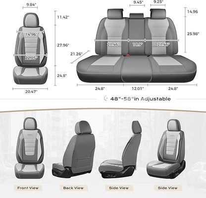 Coverado Car Seat Covers Front, Seat Covers for Cars, Waterproof 2-Pack Car Seat Cushion, Leather Carseat Seat Protectors, Universal Seat Covers Fit for Most Sedans SUV Pick-up Trucks(Gray&Light Gray)