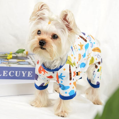 Dog Pajamas for Small Dogs Boy Girl, Dog Clothes Tiny Chihuahua Yorkie Spring Summer Shirt, Cute Puppy Outfit Pjs Jumpsuit Cat Onesie Apparel Pet Clothes