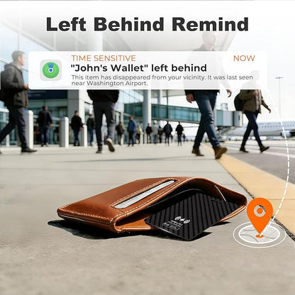 [Apple MFi Certified] Wallet Tracker Card with Apple Find My (iOS Only) Rechargeable Air Tracker Tags Bluetooth Wallet Finder IP68 Waterproof GPS Tracker Item Finder for Keys, Bags, Passport Black