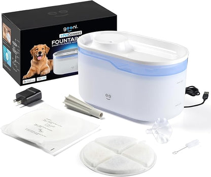 Geeni PetConnect 2.6L Smart Pet Water Fountain, Automatic Filtered Water Bowl for Cats and Dogs, Wi-Fi Controlled, Alexa & Google Home Compatible, Clean and Fill Alerts, White
