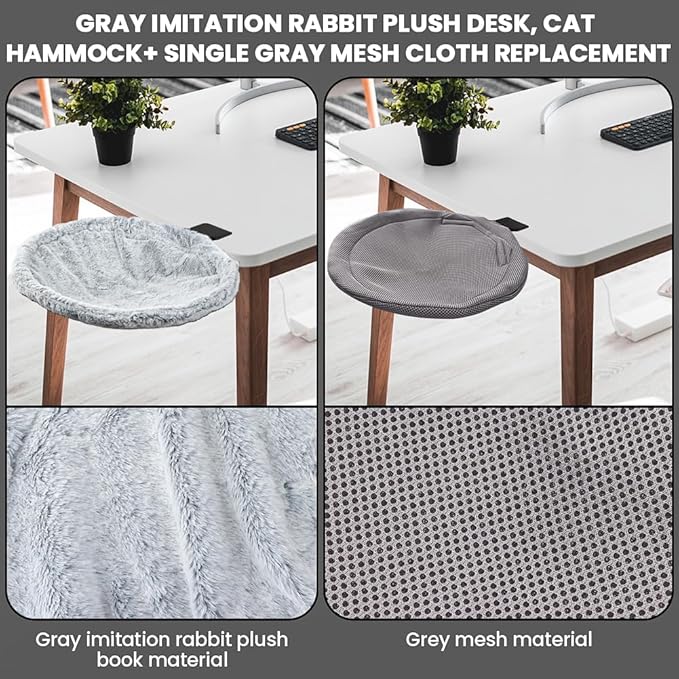 Cat Desk Bed with Replacement Cover, Cat Hammock Desks Cats Nest Furniture, Removable Washable Cats Sleeping Bed for Office Desks and Game Table, Supports Up to 45 lbs