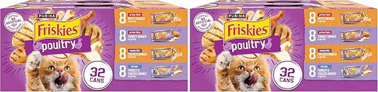 Friskies Purina Gravy Wet Cat Food Variety Pack, Poultry Shreds, Meaty Bits and Prime Filets - (Pack of 64) 5.5 oz. Cans