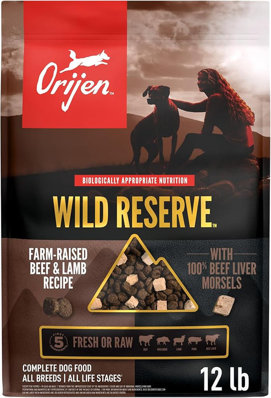 ORIJEN Wild Reserve Dry Dog Food Farm-Raised Beef & Lamb Recipe 12lb Bag