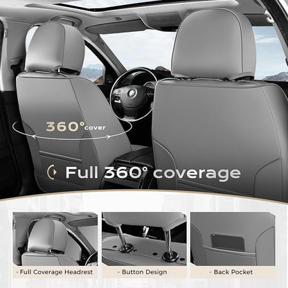 Coverado Seat Covers, Car Front Seat Covers with Backrest, Nappa Leather Car Seat Protectors,Waterproof &Breathable,Anti-Slip Automotive Seat Cushion, Universal Fit for Most Vehicles,2Pcs Black