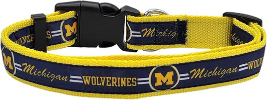 Pets First Collegiate PET Collar New Version Michigan Wolverines Dog Collar, Size Large. Best Sports Team Color for Dogs & Cats. A Shiny & Colorful Dog & Cat Collar Licensed by The NCAA