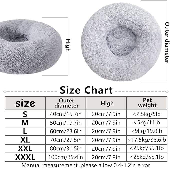Lumeiy Calming Dog Bed Cat Bed-Machine WashableHigh Bolster, Multiple Sizes S-XXL