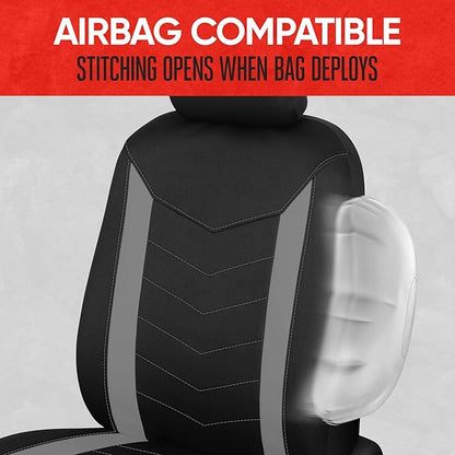 Motor Trend Neoprene Waterproof Seat Covers for Cars, Trucks, & SUV – Black & Gray Automotive Interior Protectors - Rear Split Bench Protector for Kids Dogs & Pets – Forros para Asientos de Carro