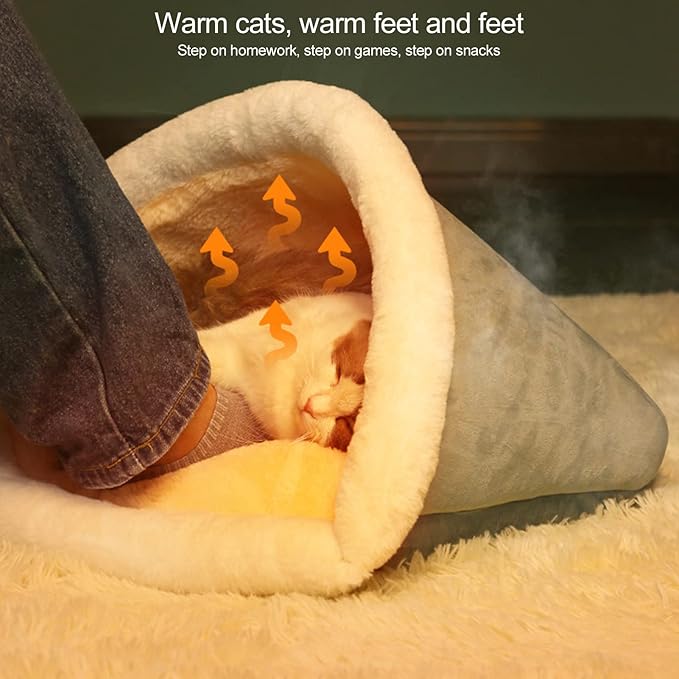 Cat Sleeping Bag Plush Pet Bed 40x52cm Mint Green - Soft Warm Semi - Closed Design, Washable Cozy Nest for Indoor Cats Puppies Kittens (Cat Litter-Gentleman Gray)