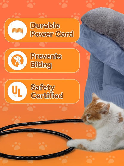 Rywell Heated Cat Bed, Versatile Heated Cat Bed Indoor, Soft & Cozy for All Seasons, Always Perfect Temperature with Overheat Protection Pet Bed for Cats & Small Dogs