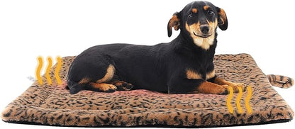 Self Warming Cat Pad for Cats and Dogs, Non Electric Thermal Pet Mat, Washable Soft Sleeping Mat with Non Slip Backing, Indoor & Sheltered Outdoor Use, 30 x 24 in, Brown/Black