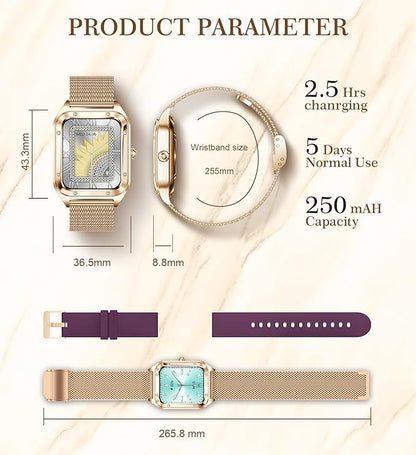 Smart Watch for Women, 1.6'' Bluetooth Call(Answer/Dial), Activity Fitness Tracker with Heart Rate/Sleep Monitor 100+ Sports Pedometer AI Voice, Smartwatch for Android iPhone Compatible (Rose Gold)