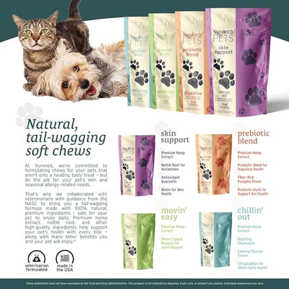 Sunmed Skin Support Dog Allergy Relief Chews – Natural Seasonal Allergy Relief with Nettle, Quercetin, & Green-Lipped Mussel – Soothes Itchy Skin, Supports Health – 40 Count