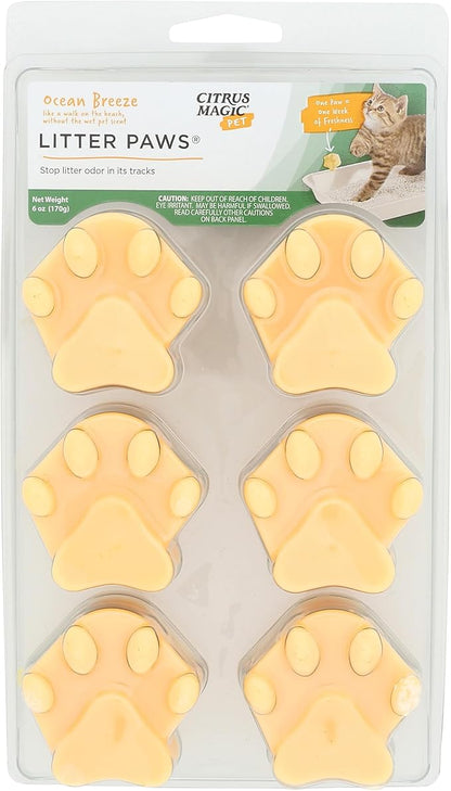 Citrus Magic Pet Odor Eliminator Litter Paws, Ocean Breeze, 6-Count
