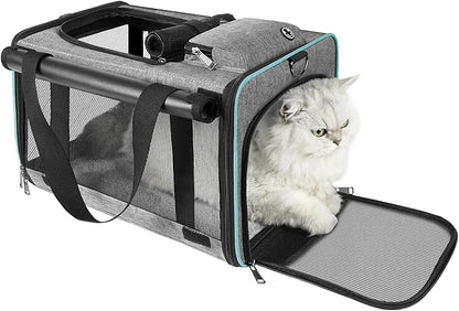 GAPZER Soft-Sided Pet Carrier for Air Travel 18x11x11 Inch - Underseat Cabin Carry Bag for Small Cats & Dogs Under 15 lbs