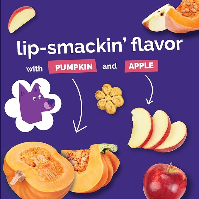 Fruitables Baked Dog Treats, Healthy Pumpkin Treat for Dogs, Low Calorie & Delicious, Pet Essential, Made with No Wheat, Corn & Soy, Made in the USA, Allergy Friendly, Pumpkin and Apple Flavor, 20 oz