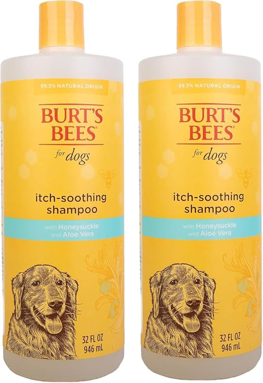 Burt's Bees for Pets Itch Soothing Shampoo with Honeysuckle, 2pk, 95% Natural Origin Formulas, Dog Shampoo for Itchy Dogs, Dog Shampoo Itchy Skin Relief, 2pk Bottles, 32 oz
