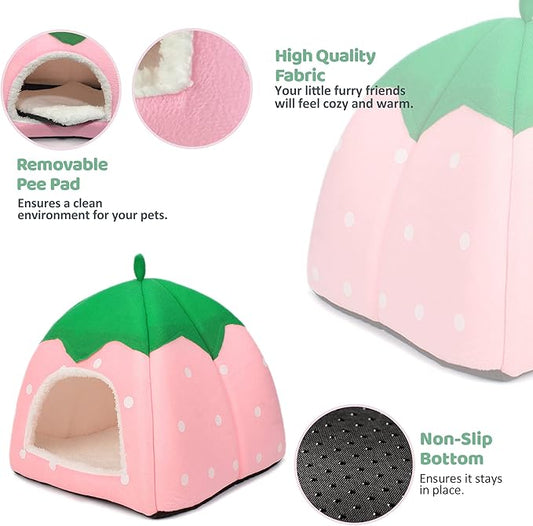 Guinea Pig Hideout Bed Dwarf Rabbit House Cave Accessories Cozy Hide-Out for Little Bunny Hedgehog Ferret Chinchilla&Other Small Animals